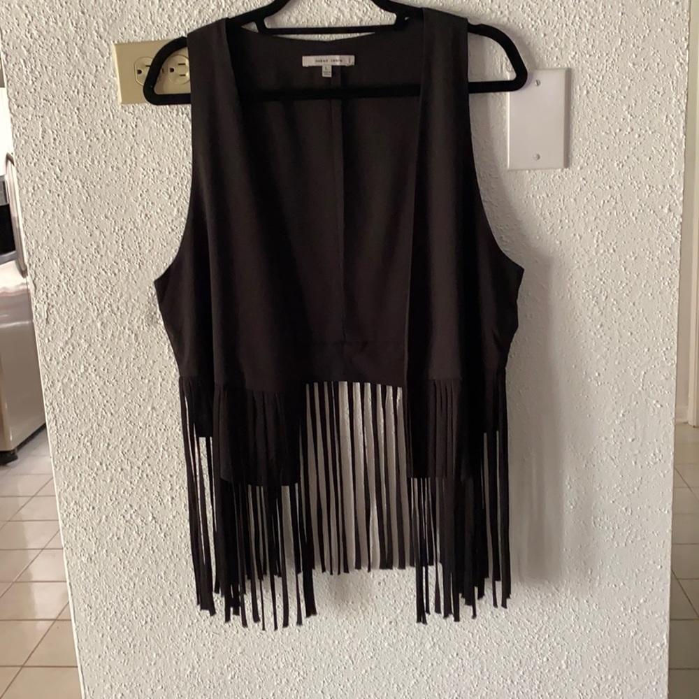 Naked Zebra Black Fringe Vest Size L